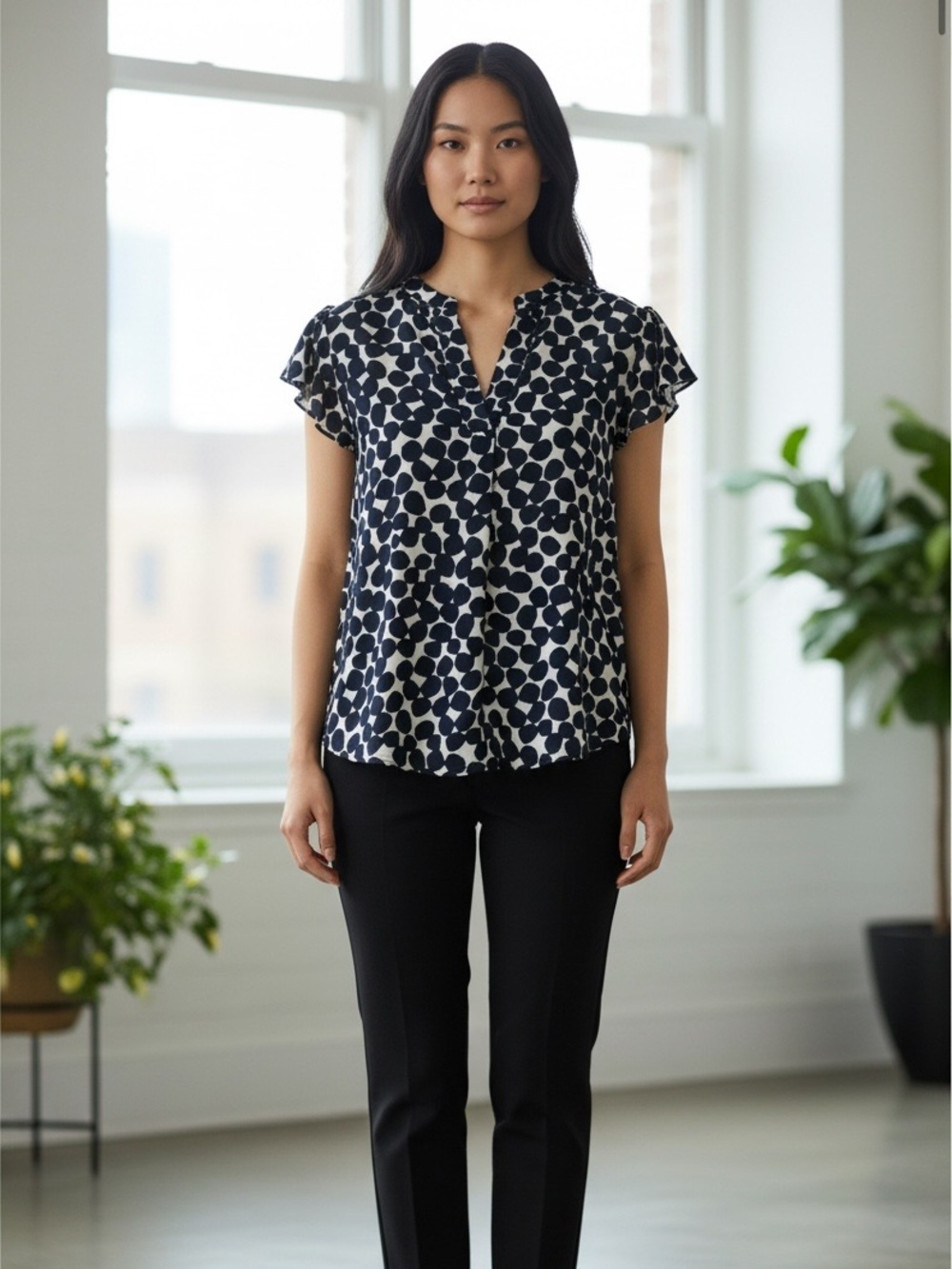 Calvin Klein Polka Dot Flutter Sleeve Blouse size XL NWT